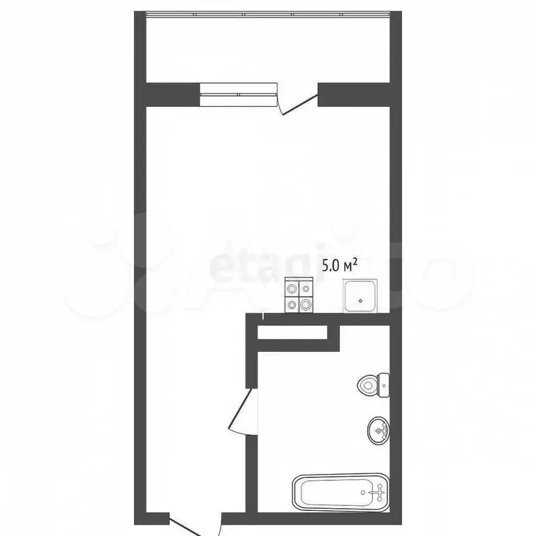 Квартира-студия, 19,3 м, 3/10 эт. - Фото 0