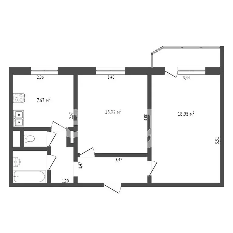 2-комнатная квартира: Омск, 21-я Амурская улица, 41/1 (53 м) - Фото 0
