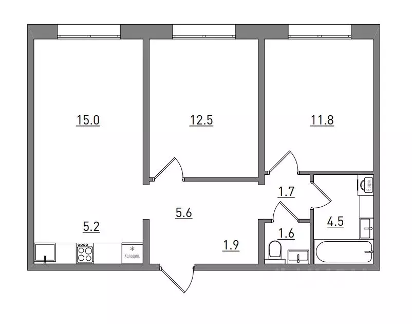 3-к кв. Кировская область, Киров бул. Прибрежный, 6 (59.8 м) - Фото 2