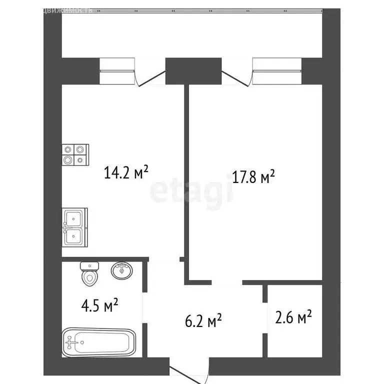 1-комнатная квартира: Воронеж, улица 60-й Армии, 27 (45 м) - Фото 1