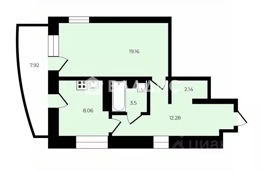 1-к кв. Санкт-Петербург Краснопутиловская ул., 56к2 (46.7 м) - Фото 2