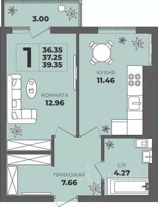 1-к кв. Калининградская область, Калининград ул. Генерала Толстикова, ... - Фото 1