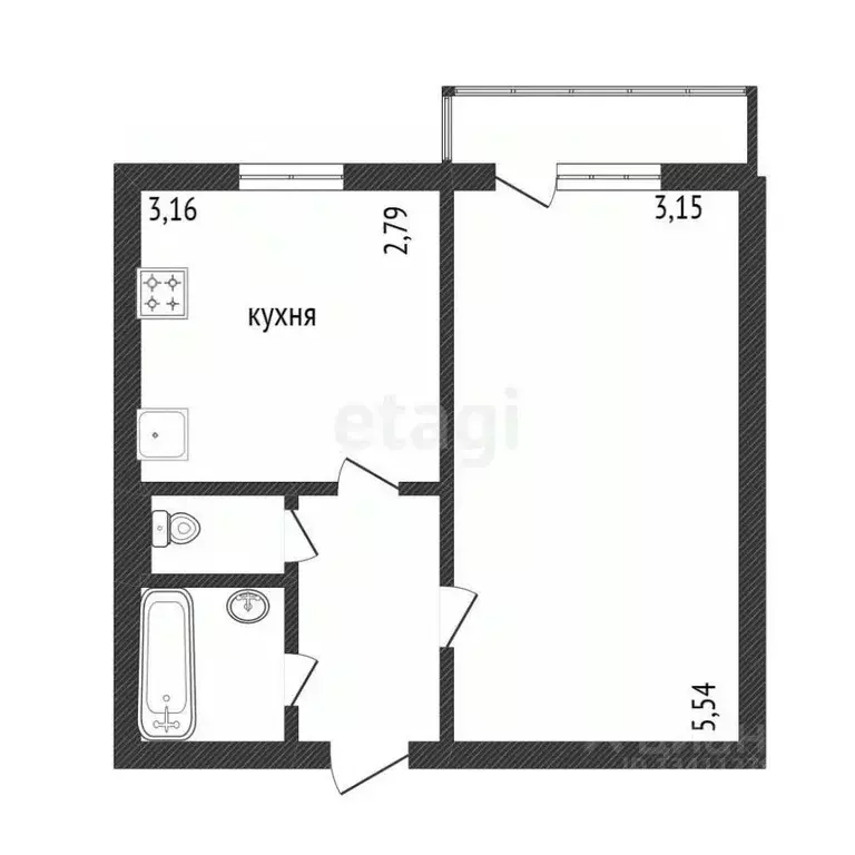 1-к кв. Белгородская область, Белгород ул. Шаландина, 4к3 (33.7 м) - Фото 2
