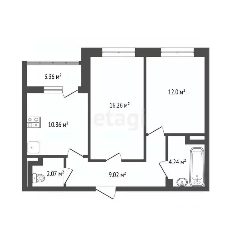 2-к кв. Санкт-Петербург Комендантский просп., 66к1 (54.6 м) - Фото 2
