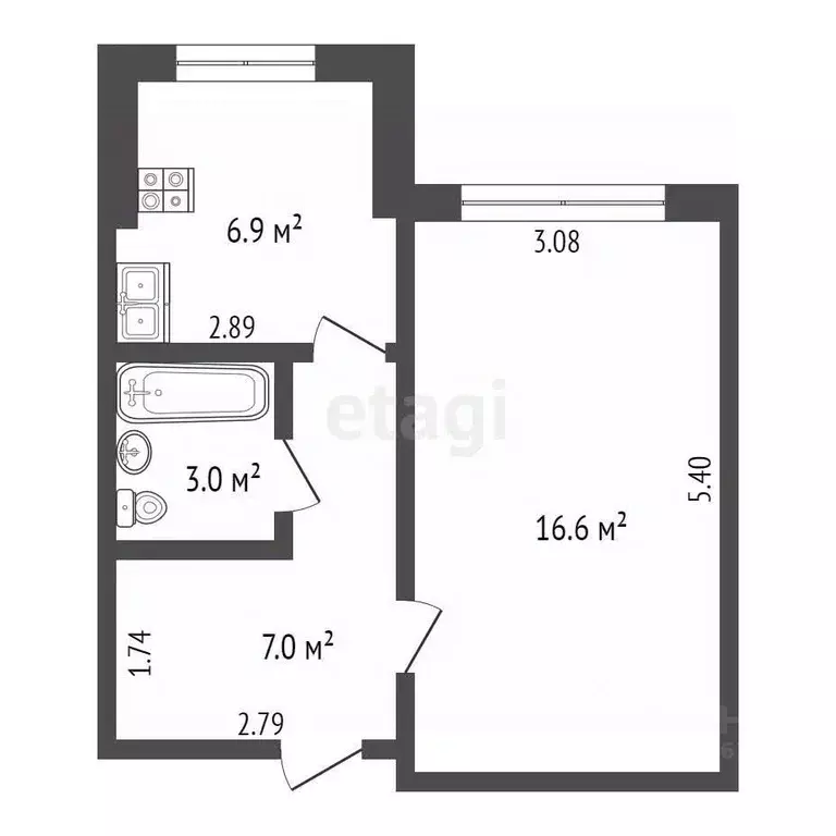 1-к кв. Омская область, Омский район, с. Лузино ул. Майорова, 38 (34.0 ... - Фото 2