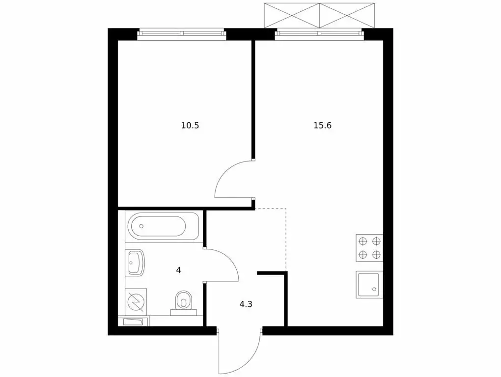 1-комнатная квартира: Никульское, Центральная улица (34.4 м) - Фото 0