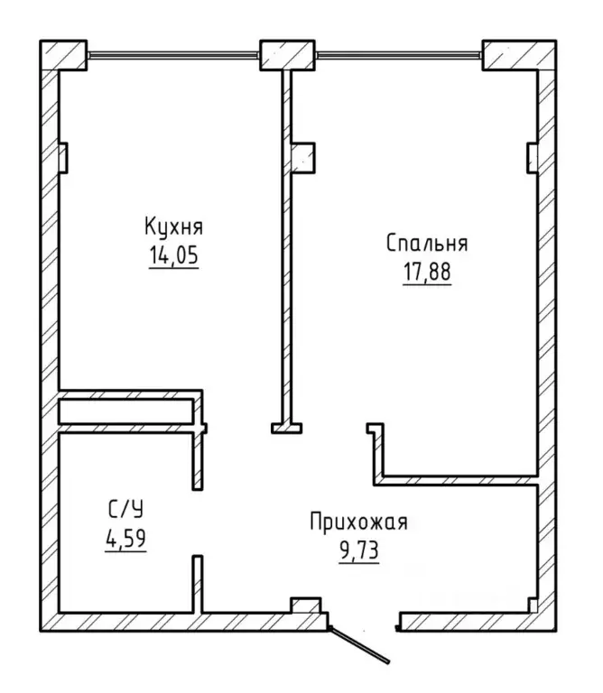 1-к кв. Кабардино-Балкария, Нальчик Московская ул., 14 (48.0 м) - Фото 2