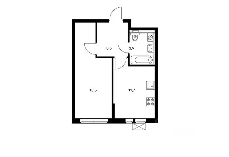 1-к кв. Тюменская область, Тюмень Полевая ул., 117к1 (39.0 м) - Фото 2