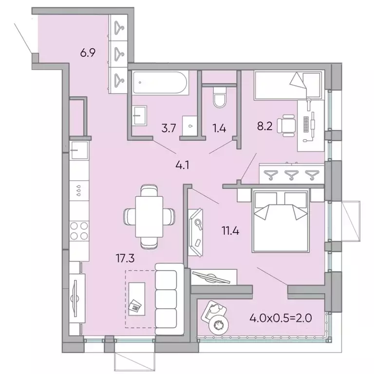 2-к кв. Забайкальский край, Чита Хороший мкр, 14 (55.0 м) - Фото 1