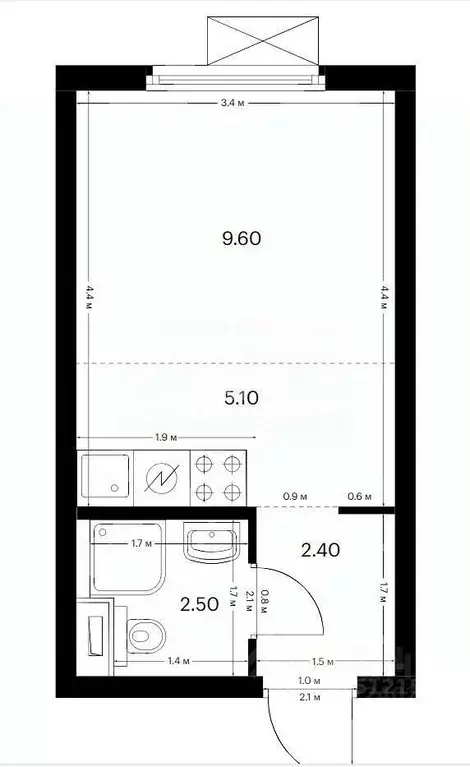 Студия Москва Дорожная ул., 46к3 (19.7 м) - Фото 2