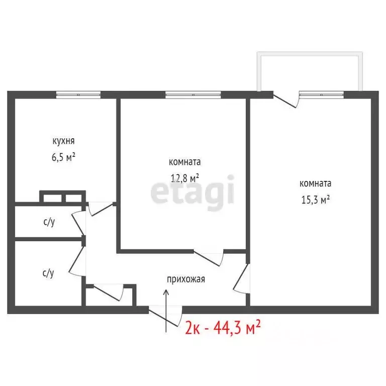 2-к кв. Свердловская область, Реж ул. Максима Горького, 25 (44.3 м) - Фото 2