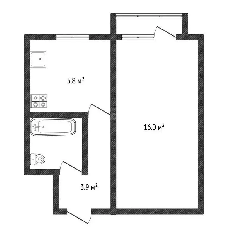 1-комнатная квартира: Черкесск, Красная улица, 5 (29.5 м) - Фото 2