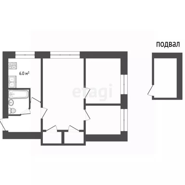 3-к кв. Крым, Черноморское пгт ул. Чапаева, 8 (42.0 м) - Фото 2