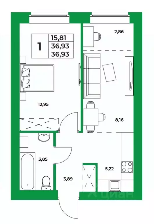 1-к кв. Башкортостан, Уфимский район, Зубовский сельсовет, с. Зубово ... - Фото 1