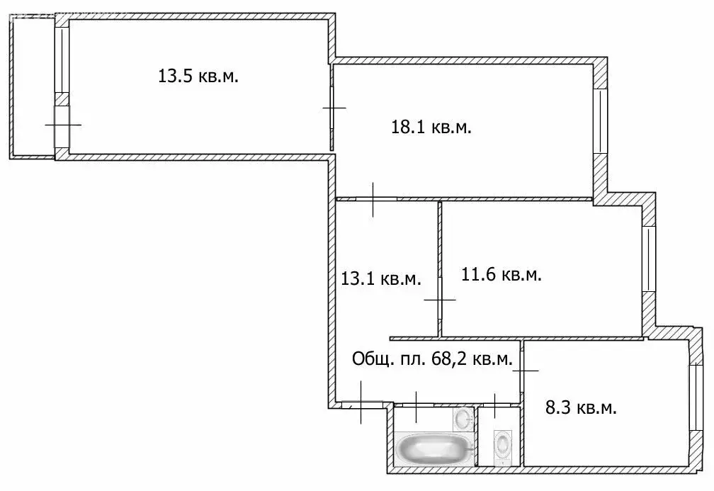 3-комнатная квартира: Петергоф, Бобыльская дорога, 57 (68.2 м) - Фото 0