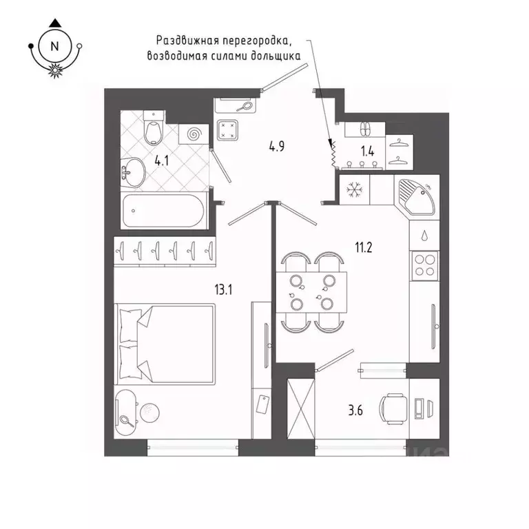 1-к кв. Санкт-Петербург бул. Измайловский, 9 (36.5 м) - Фото 0