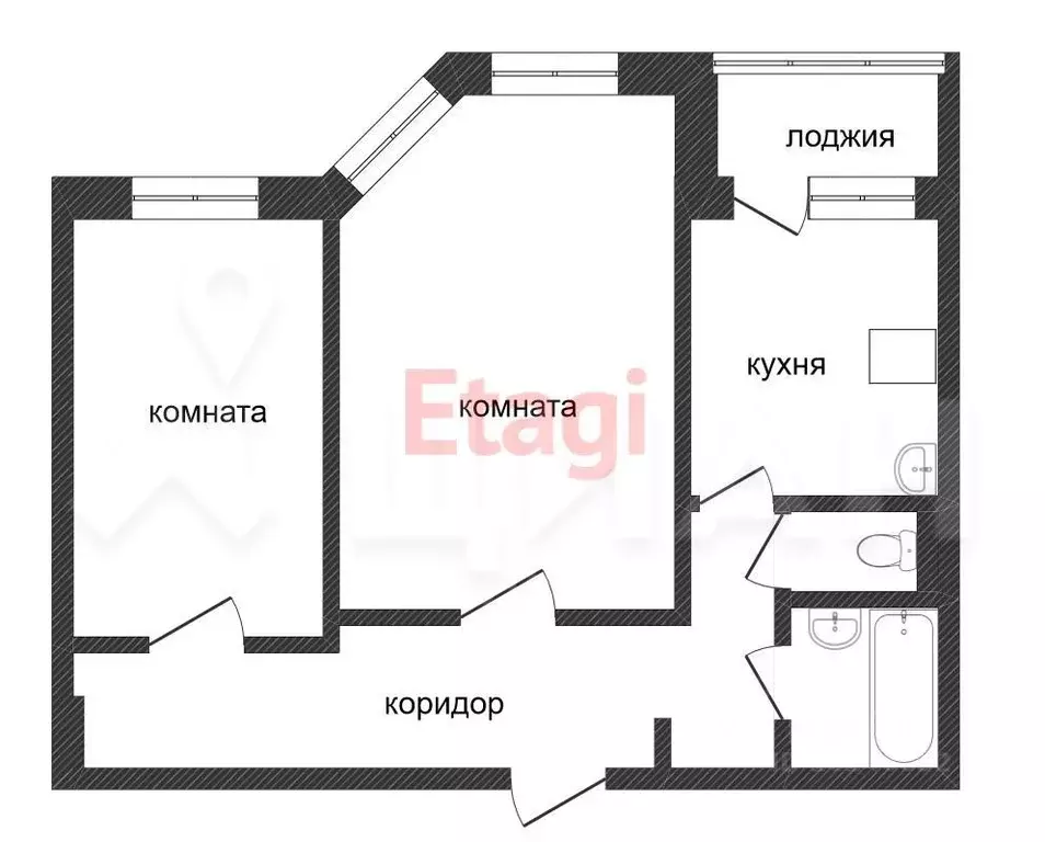 2-к кв. Саха (Якутия), Якутск ул. Хабарова, 19/4 (55.1 м) - Фото 2