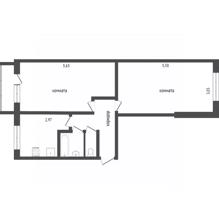 2-к кв. Белгородская область, Белгород ул. Победы, 54 (48.0 м) - Фото 2