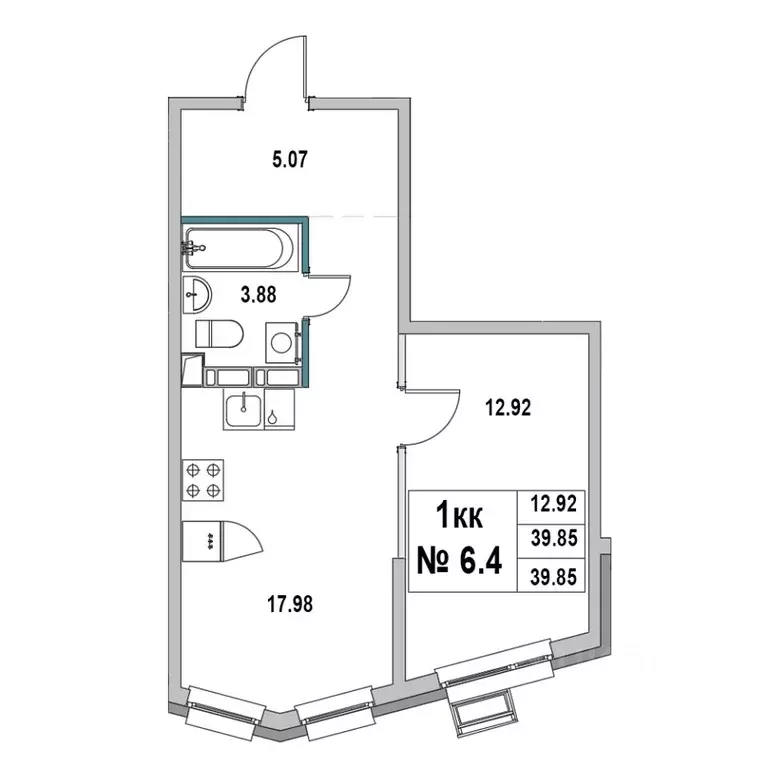 1-к кв. Ленинградская область, Выборг ул. 2-я Южная, 4 (39.85 м) - Фото 1