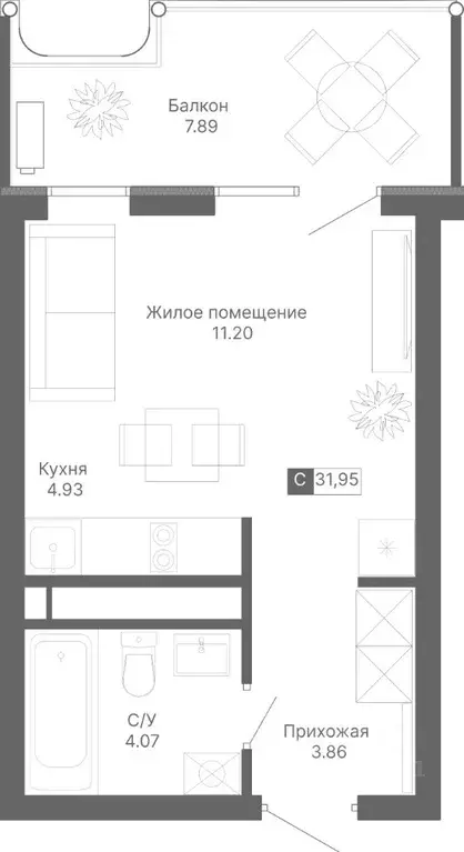 1-к кв. Крым, Алушта Профессорский Уголок мкр,  (31.95 м) - Фото 0