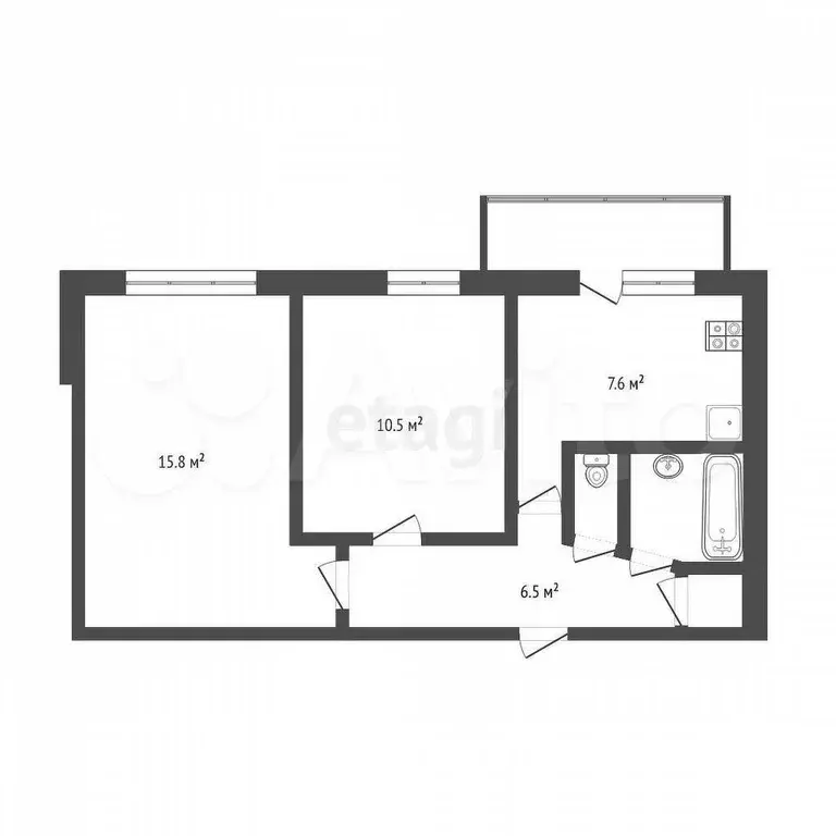 2-к. квартира, 45 м, 5/9 эт. - Фото 0