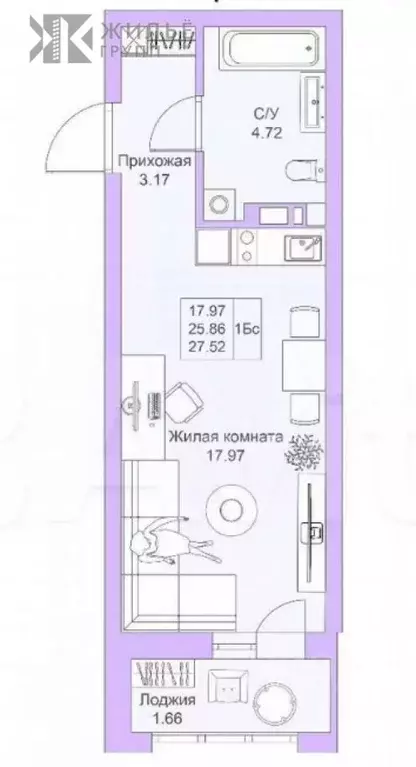 Студия Татарстан, Казань ул. Александра Курынова, 5к4 (27.5 м) - Фото 1