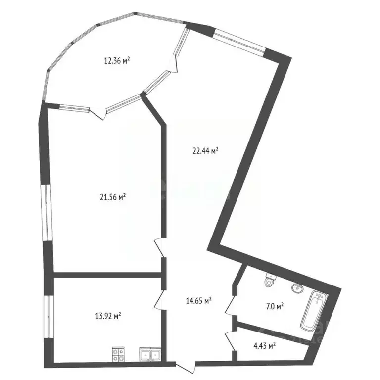 2-к кв. Калининградская область, Калининград ул. Куйбышева, 2 (82.4 м) - Фото 2
