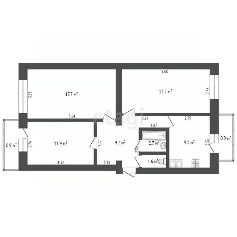 3-к кв. Крым, Сакский район, Новофедоровка пгт пер. Марченко (67.9 м) - Фото 1