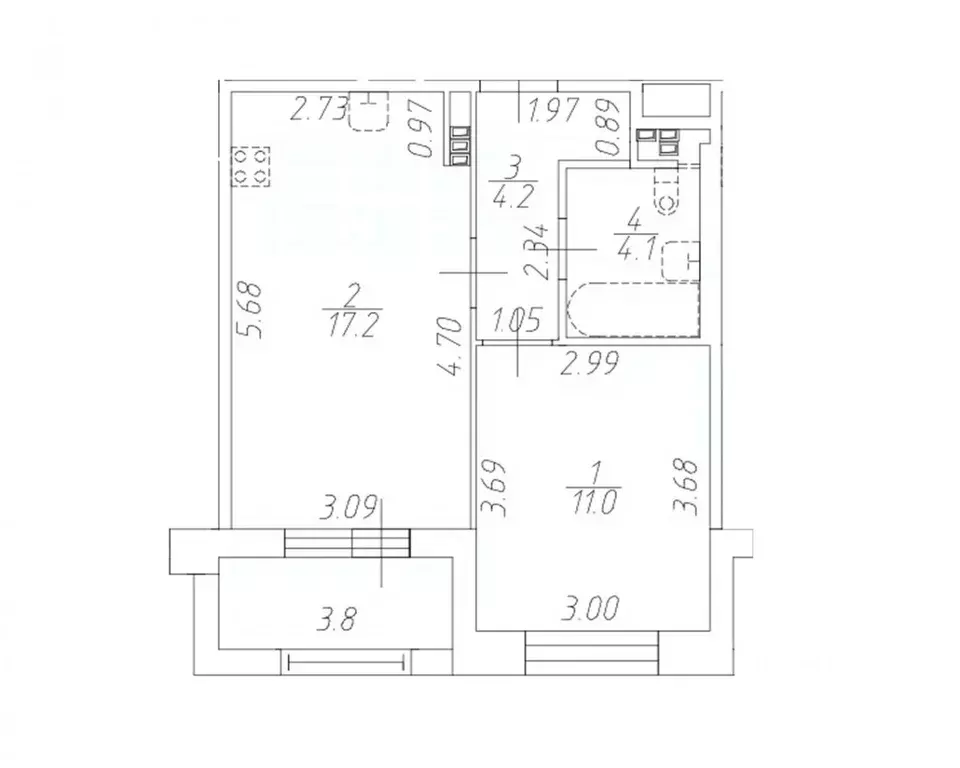 1-к кв. Санкт-Петербург Уральская ул., 23 (36.9 м) - Фото 2