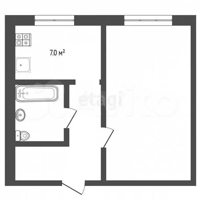 1-к. квартира, 29,9 м, 1/5 эт. - Фото 0