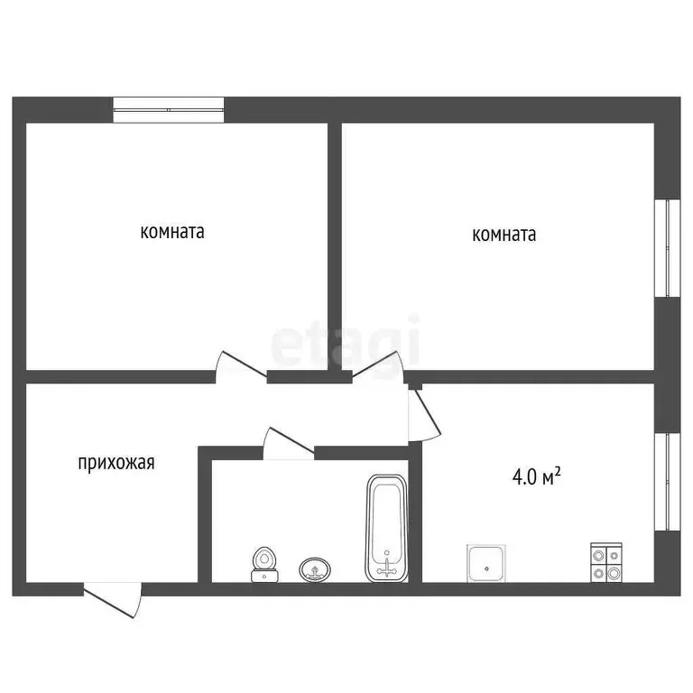 Квартира, 2 комнаты, 42.6 м - Фото 0
