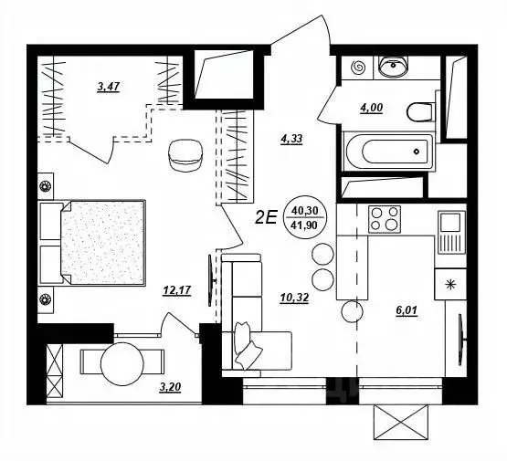 2-к кв. Хабаровский край, Хабаровск ул. Демьяна Бедного (41.9 м) - Фото 1