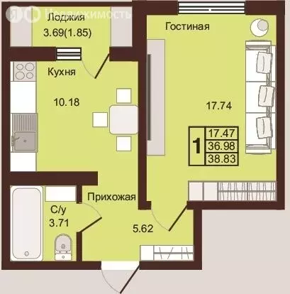 1-комнатная квартира: Оренбург, микрорайон Красный Городок, Нагорная ... - Фото 0