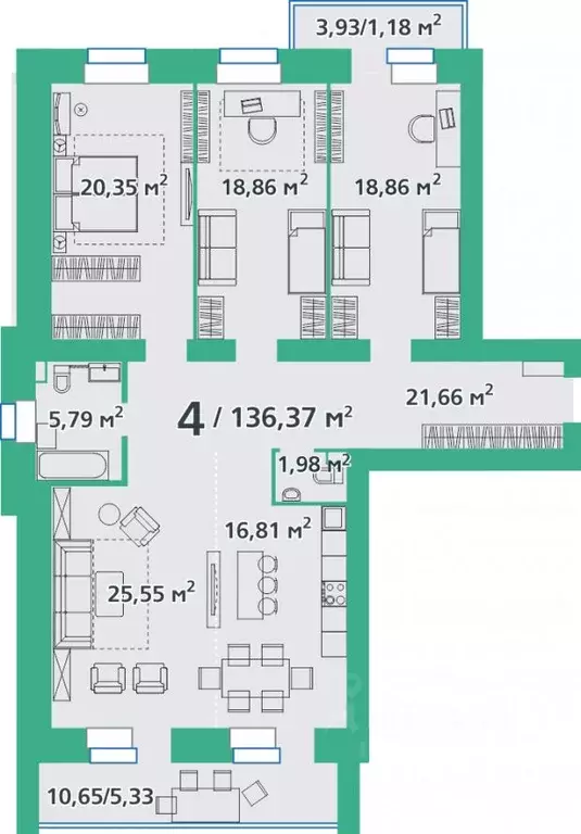 4-к кв. Красноярский край, Красноярск ул. Березина, 82Д (136.43 м) - Фото 0
