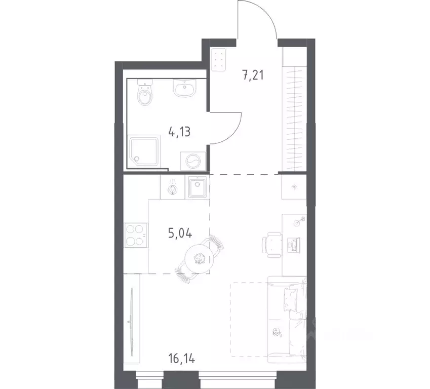 Студия Приморский край, Владивосток ул. Нейбута (32.52 м) - Фото 1
