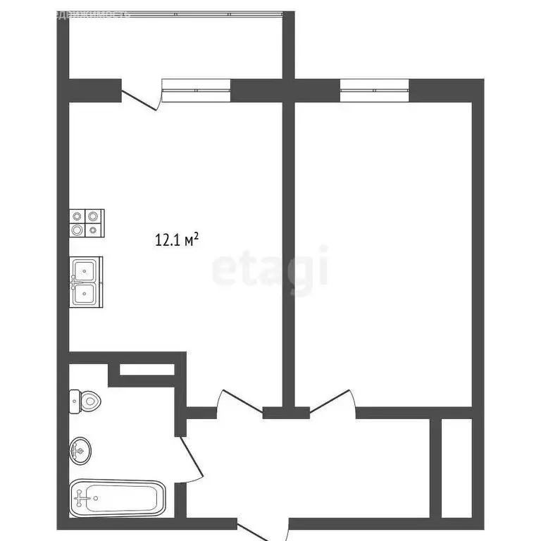 1-комнатная квартира: Челябинск, 1-я Эльтонская улица, 44 (37.2 м) - Фото 0