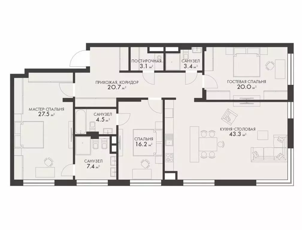 4-комнатная квартира: деревня Рогозинино, Луговая улица, 20Вк6 (148.6 ... - Фото 1