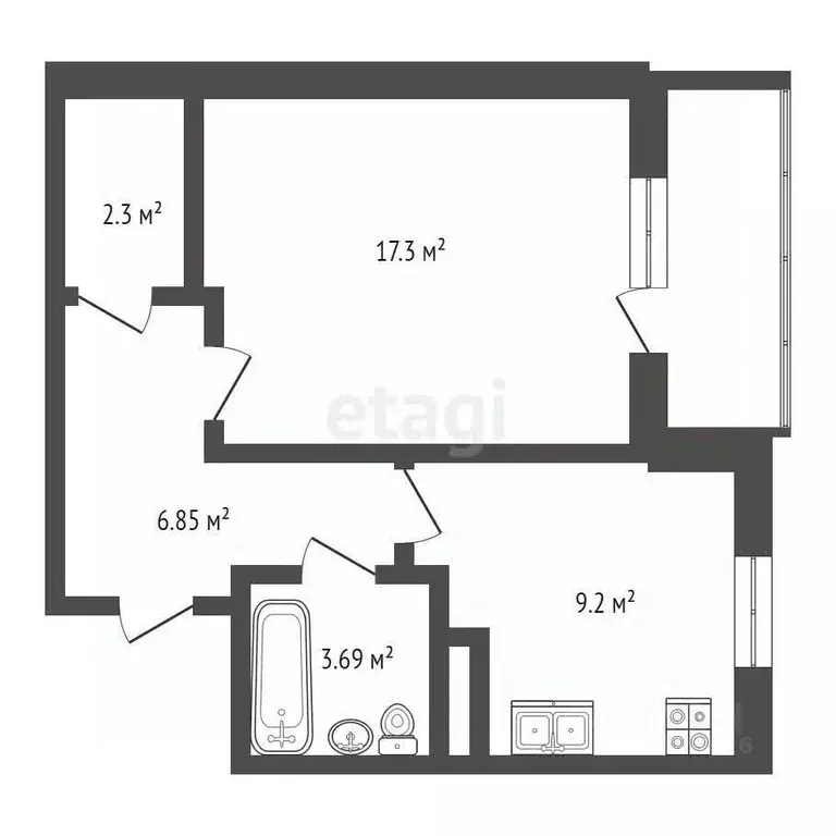 1-к кв. Калужская область, Калуга ул. Пухова, 56 (41.45 м) - Фото 2