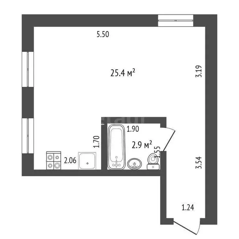 Квартира-студия: Миасс, улица Малышева, 52А (28.3 м) - Фото 0