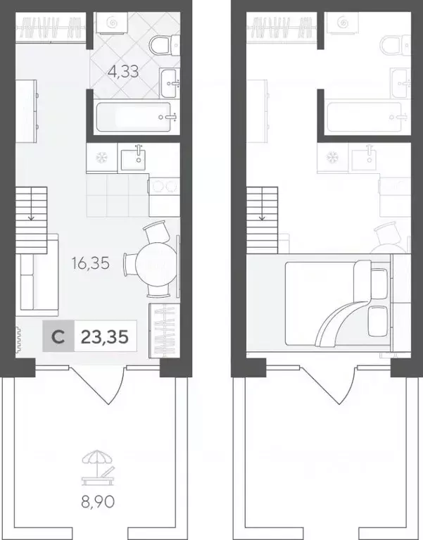 Студия Тюменская область, Тюменский район, д. Падерина ул. Сергея ... - Фото 1