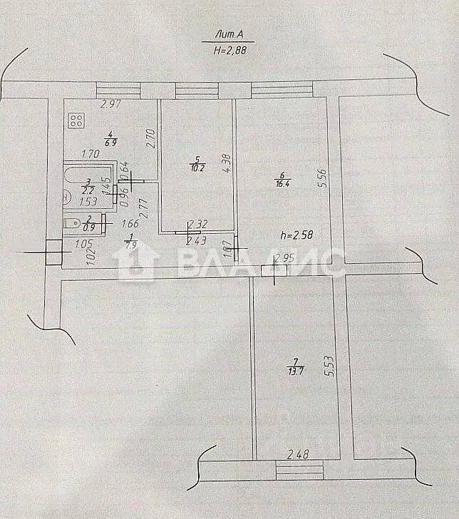 3-к кв. Смоленская область, Духовщина ул. Максима Горького, 8 (58.2 м) - Фото 1