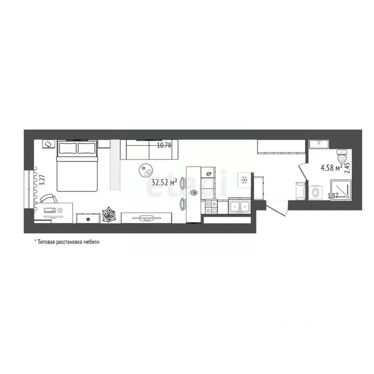 1-к кв. Тюменская область, Тюмень ул. Сакко, 24 (36.5 м) - Фото 2