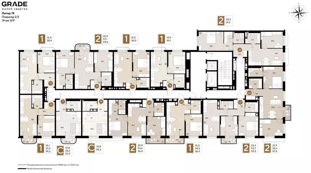 2-к кв. Краснодарский край, Краснодар  (57.4 м) - Фото 2
