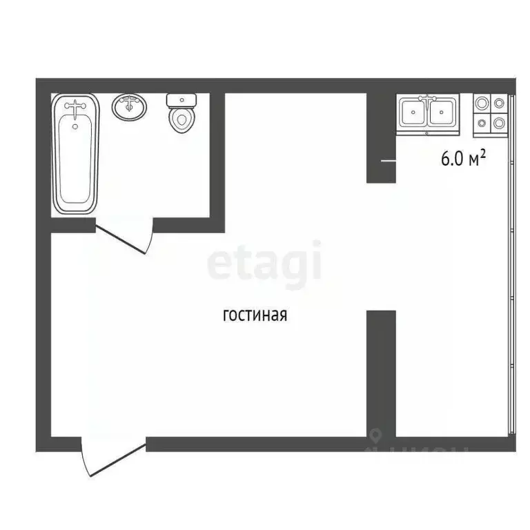 Студия Ростовская область, Ростов-на-Дону Кузнечная ул., 115 (17.0 м) - Фото 2