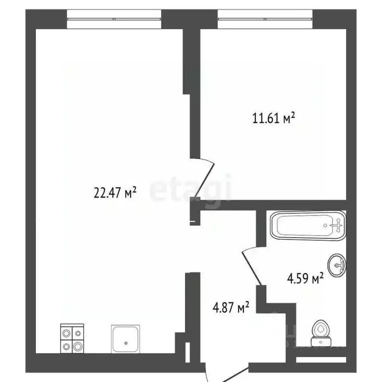 1-к кв. Тюменская область, Тюмень ул. Краснооктябрьская, 6 (43.51 м) - Фото 1
