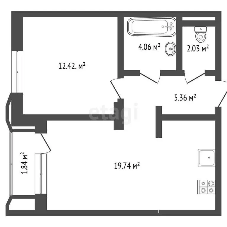 1-комнатная квартира: Тюмень, улица Судостроителей, 48 (44.1 м) - Фото 1
