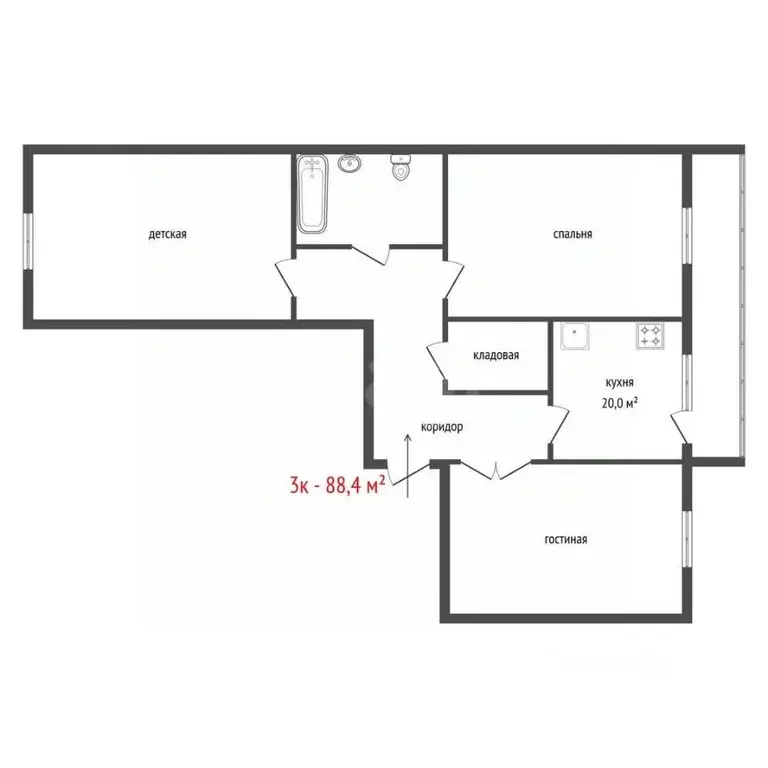 3-к кв. Свердловская область, Екатеринбург ул. Громова, 26/3 (88.4 м) - Фото 2
