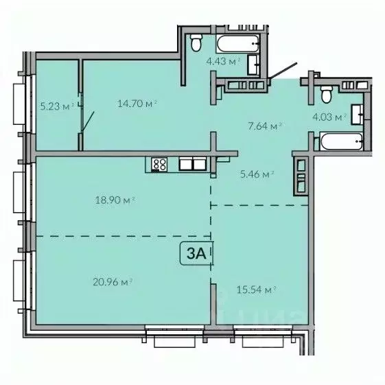 3-к кв. Иркутская область, Иркутск Байкальская ул., 91 (96.95 м) - Фото 1