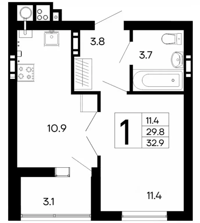 1-к кв. Крым, Феодосия ш. Симферопольское, 48 (32.9 м) - Фото 1