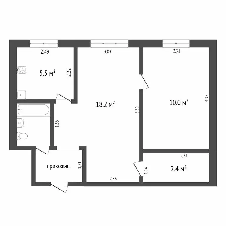 2-комнатная квартира: Норильск, Ленинский проспект, 20 (42.6 м) - Фото 1
